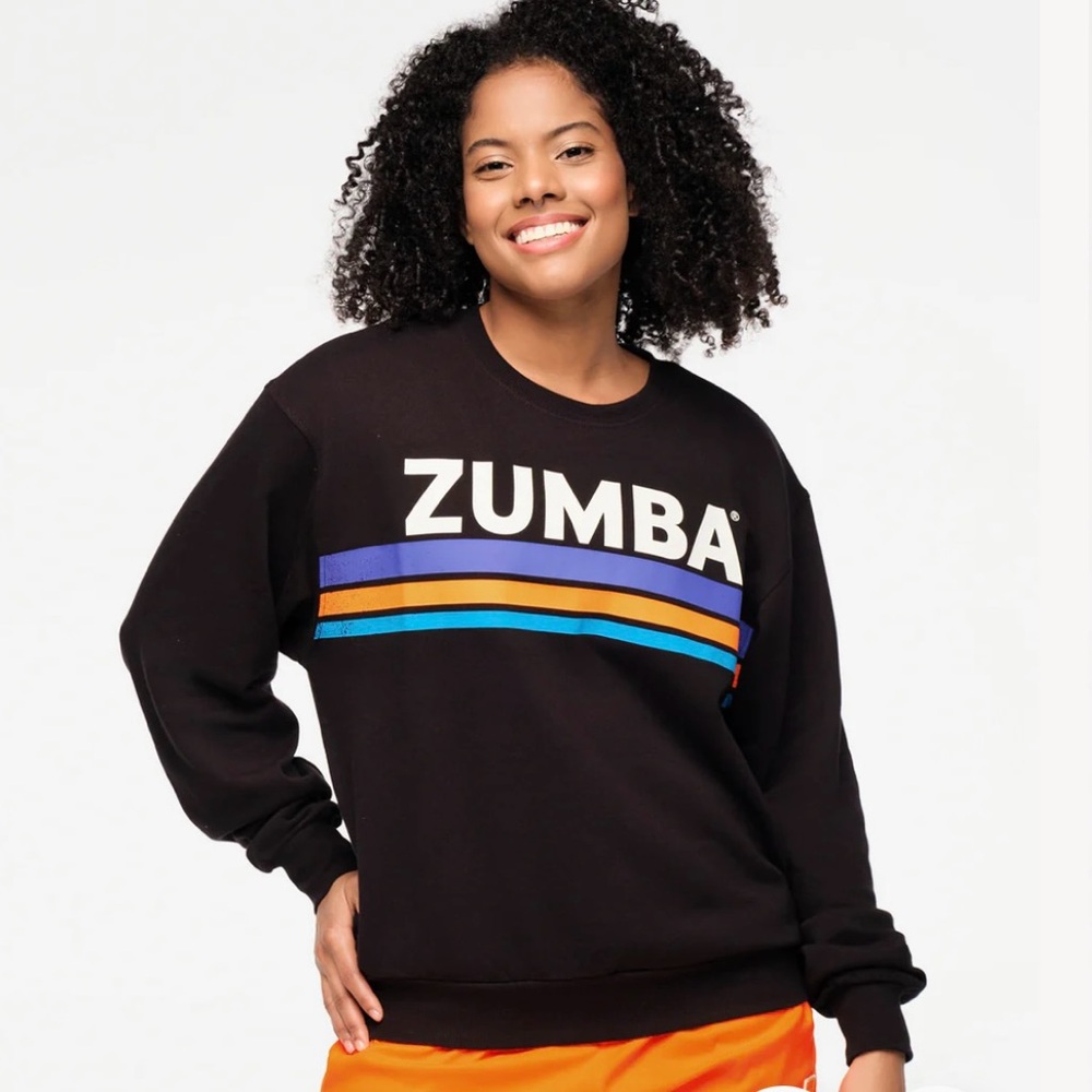 Zumba Fitness Black Sweater with Colorful Stripes